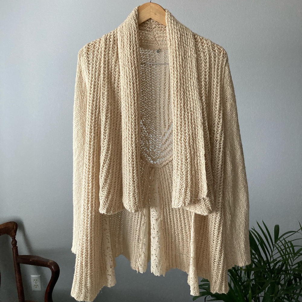 Beige Sweater/ Cardigan Knitted & Knotted XS